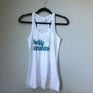 Bella+Canvas white tank top/ Hello Sunshine  Xs